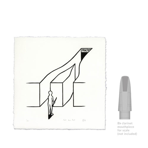 Take Your Pick Clarinet Linocut Art Print size comparison