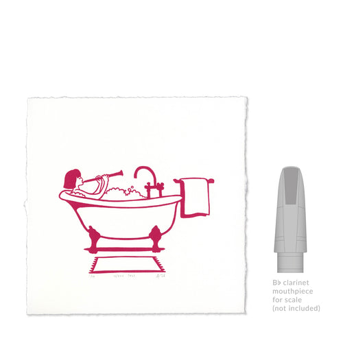 Whole Rest Clarinet Linocut Art Print size comparison