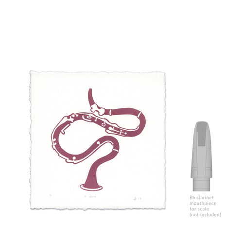 al dente Clarinet Linocut Art Print size comparison