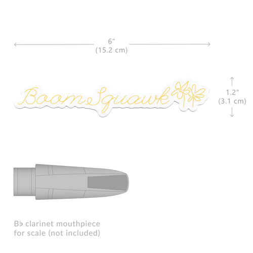 BoomSquawk logo Vinyl Sticker size comparison