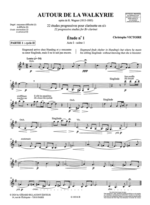 Victoire Autour de La Walkyrie Wagner opera 22 études progressives clarinet No. 1