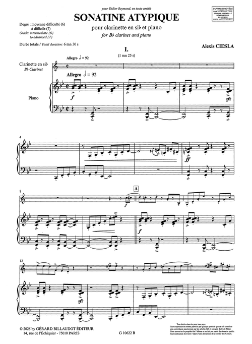 Ciesla Sonatine atypique clarinet piano - Movement 1