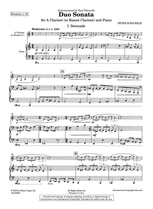Schickele Duo Sonata Basset Clarinet & Piano - Movement 1