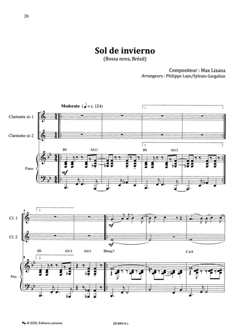 Lizana Latino Tour 2 clarinets & piano Sol de invierno