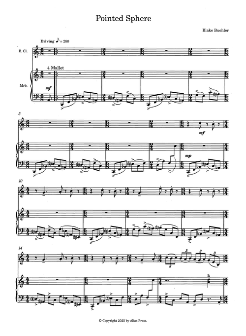 Buehler Pointed Sphere bass clarinet marimba duet page 1