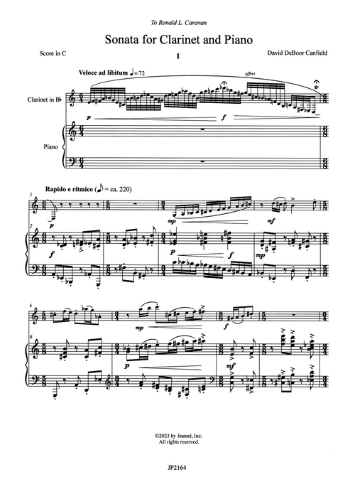 Canfield Sonata for Clarinet & Piano - Movement 1