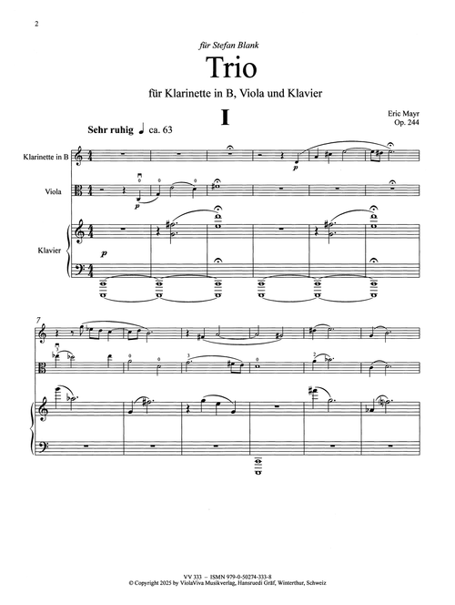 Mayr Trio for Clarinet, Viola & Piano, Op. 244 - Movement 1
