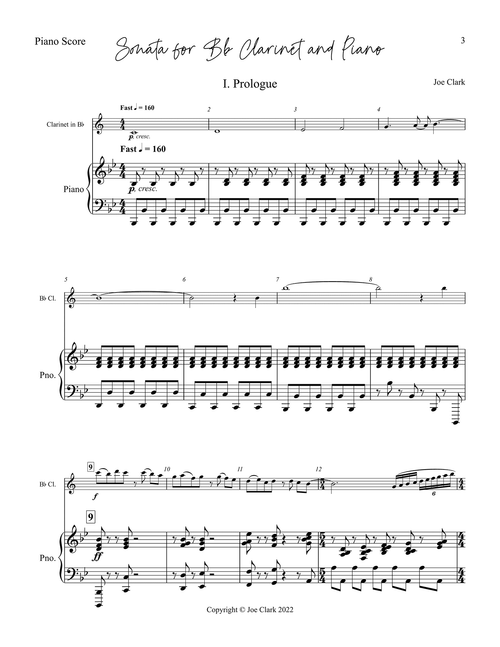 Joe Clark Sonata B-flat clarinet and piano Op. 143 - Movement 1