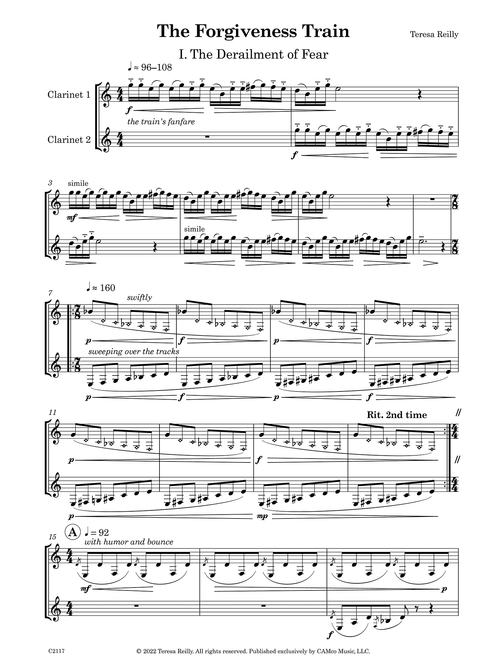 Teresa Reilly The Forgiveness Train clarinet duet - Movement 1