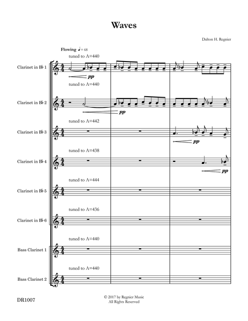 Dalton Regnier Waves clarinet octet score page 1