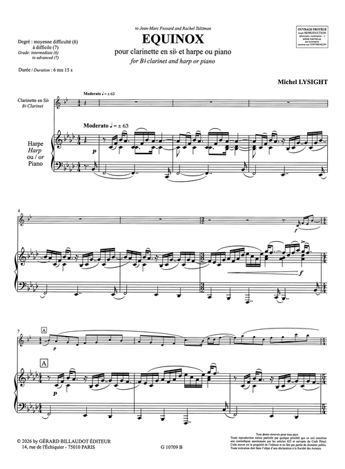 Lysight Equinox clarinet & harp score
