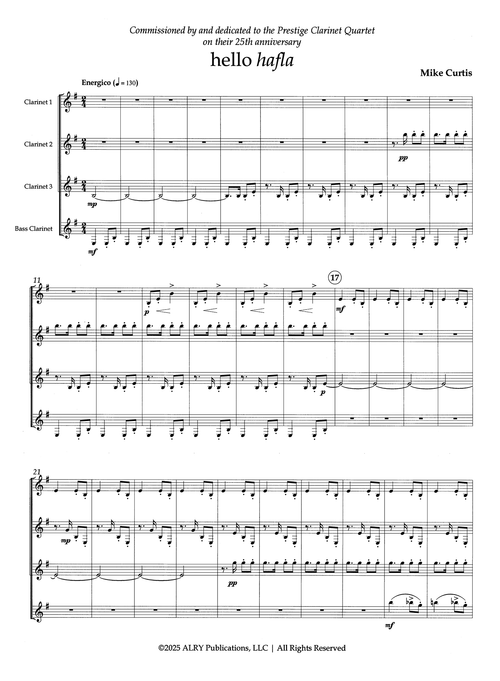 Curtis hello hafla clarinet quartet score