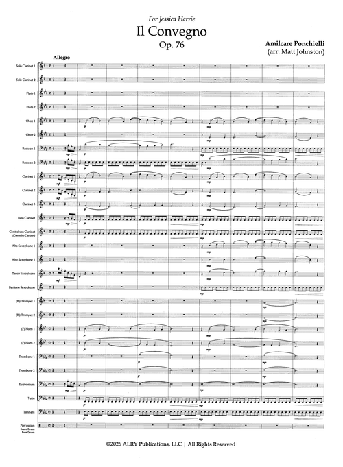 Ponchielli Il Convegno, Op. 76 wind ensemble arrangement score