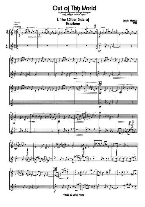 Eric Mandat Out of This World clarinet & saxophone duet - Movement 1