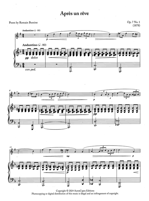 Fauré Après un rêve solo collection clarinet piano score