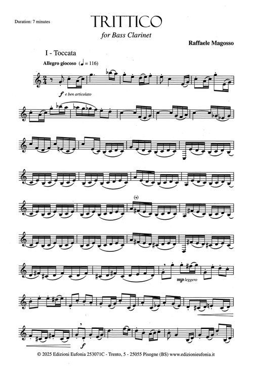 Magosso Trittico bass clarinet unaccompanied - Movement 1