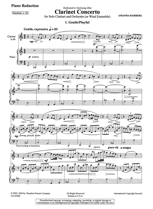 Harberg Clarinet Concerto piano reduction - Movement 1