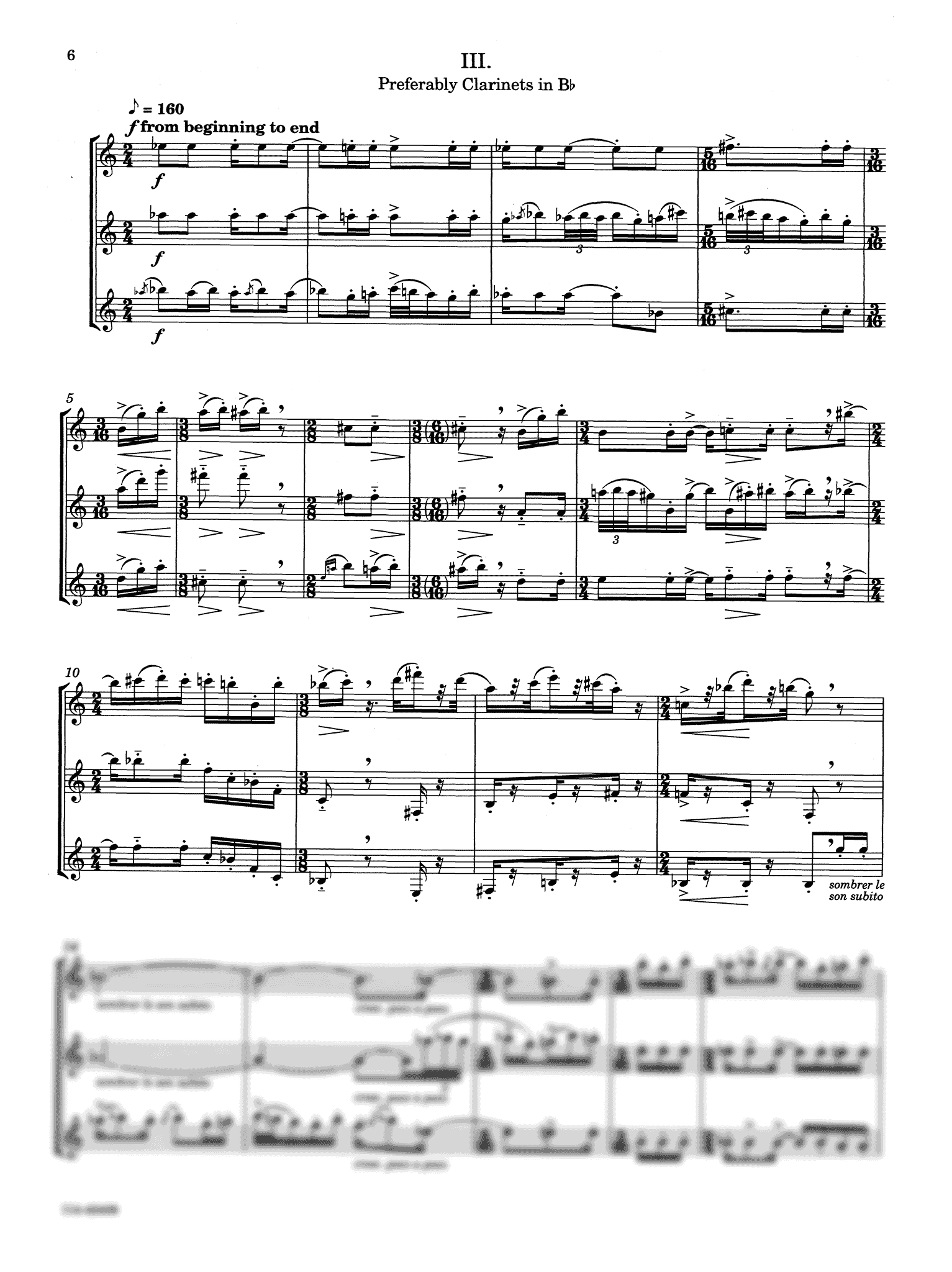 Stravinsky Three Pieces arranged for 3 Clarinets Barrett - Movement 3