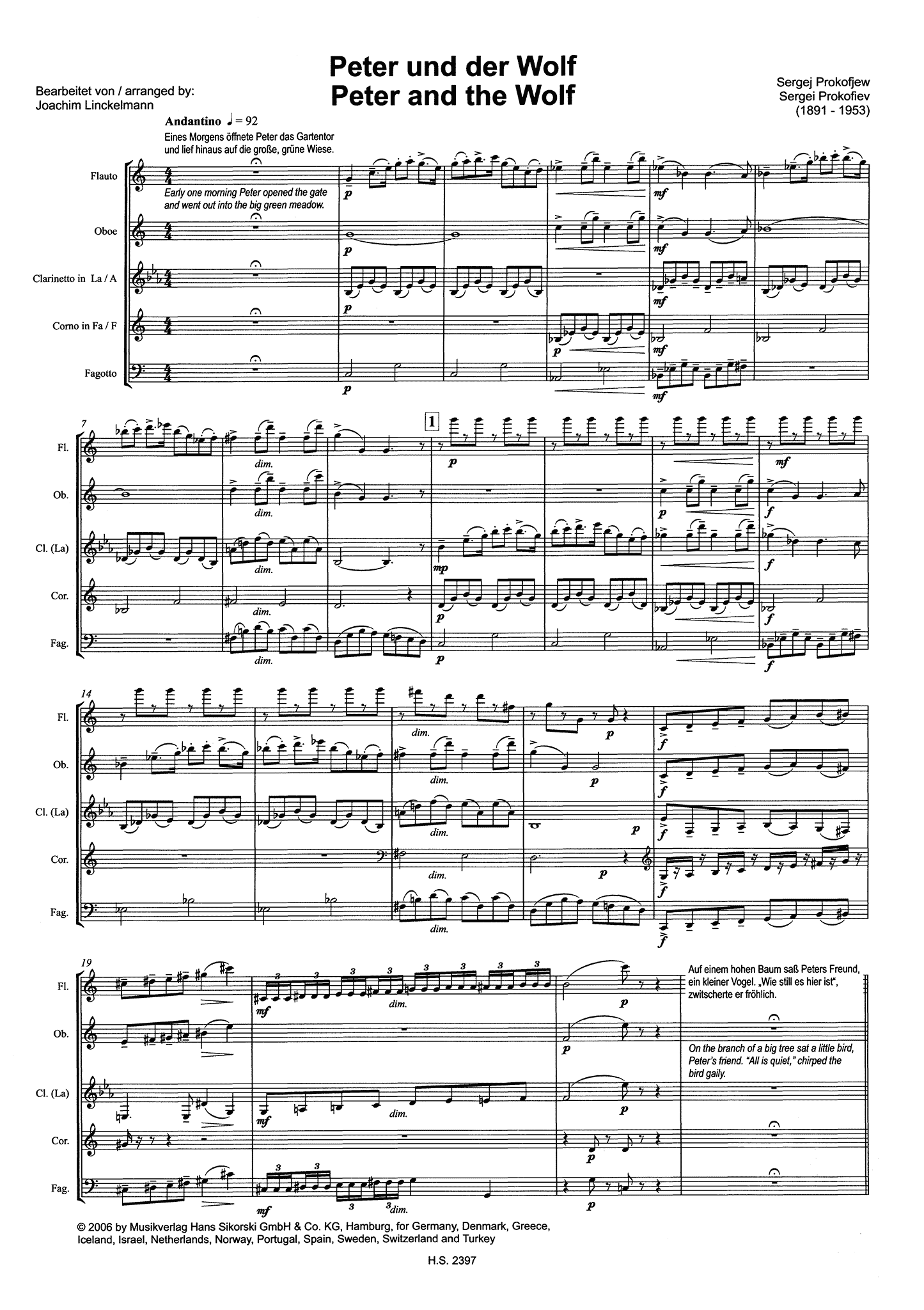 Prokofiev Sergei Peter and the Wolf Op. 67