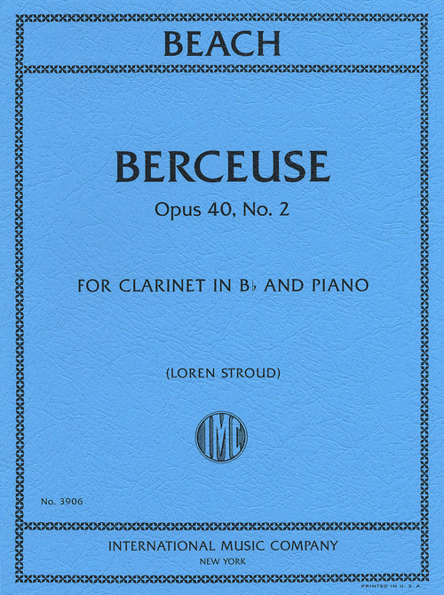 Amy Beach Berceuse, Op. 40 No. 2 clarinet piano arrangement cover