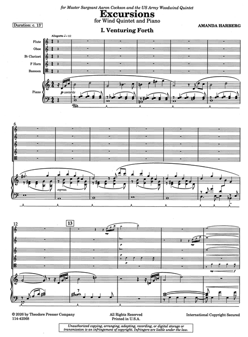 Harberg Excursions wind quintet & piano - Movement 1