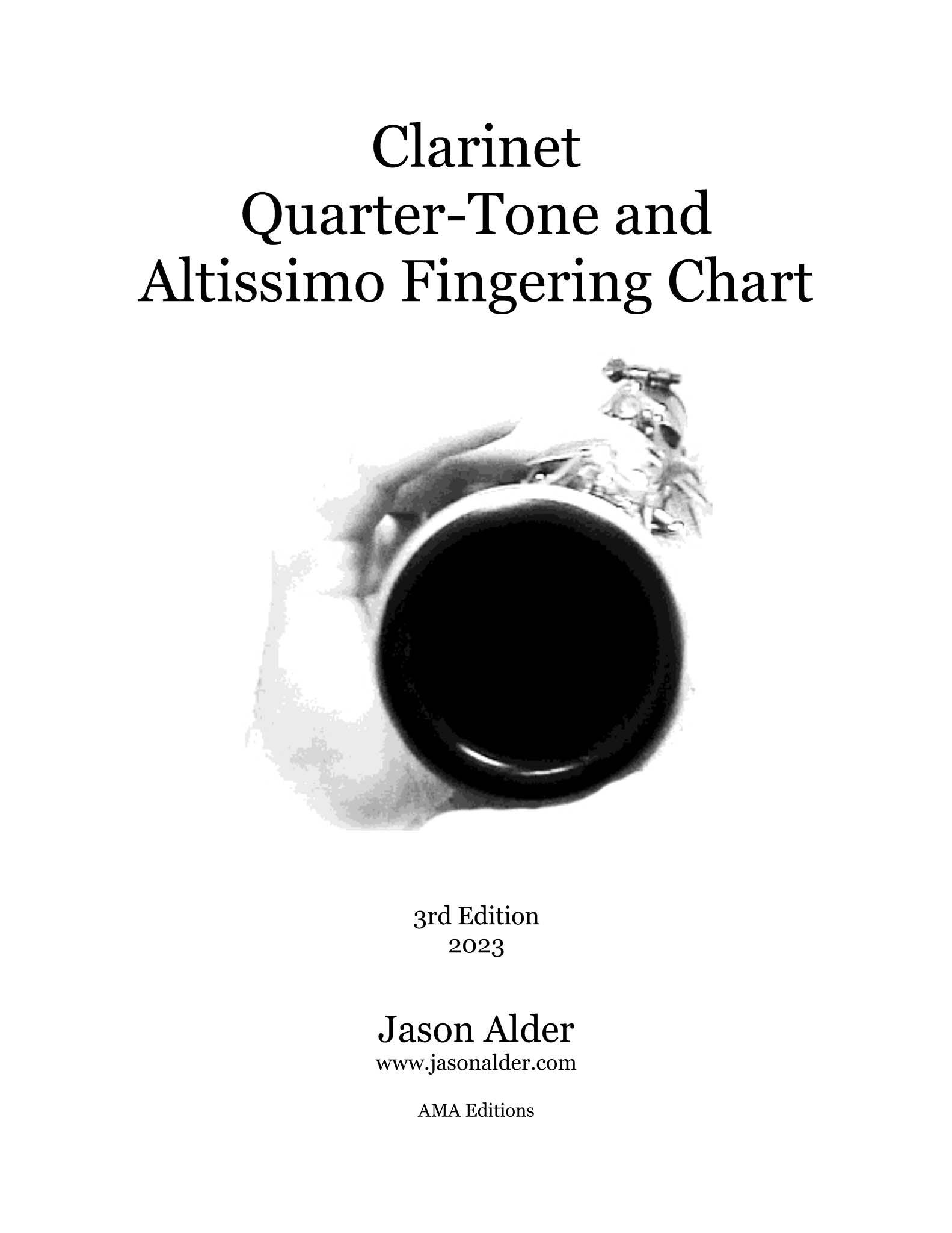 Jason Alder Clarinet Quarter-Tone & Altissimo Fingering Chart cover