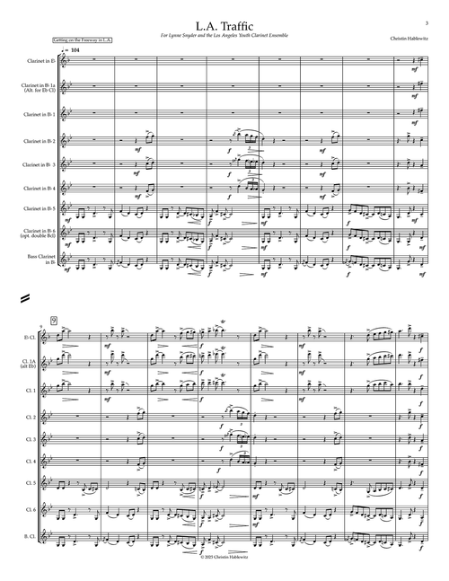 Hablewitz L.A. Traffic clarinet choir score 1