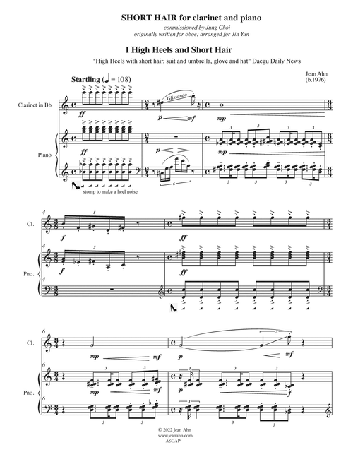 Jean Ahn Short Hair clarinet & piano - Movement 1