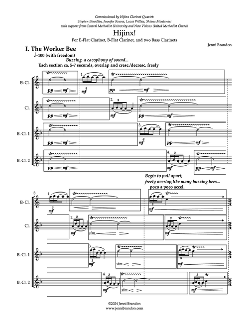 Jenni Brandon Hijinx! clarinet quartet - Movement 1