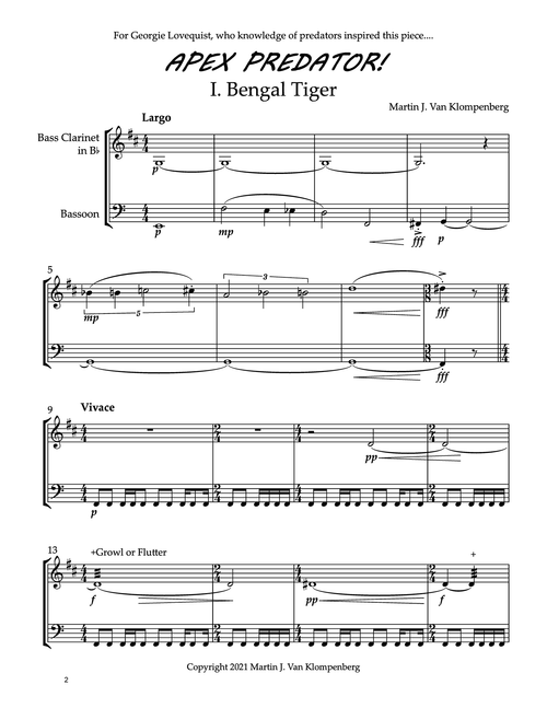 Klompenberg Apex Predator bass clarinet and bassoon duet - Movement 1