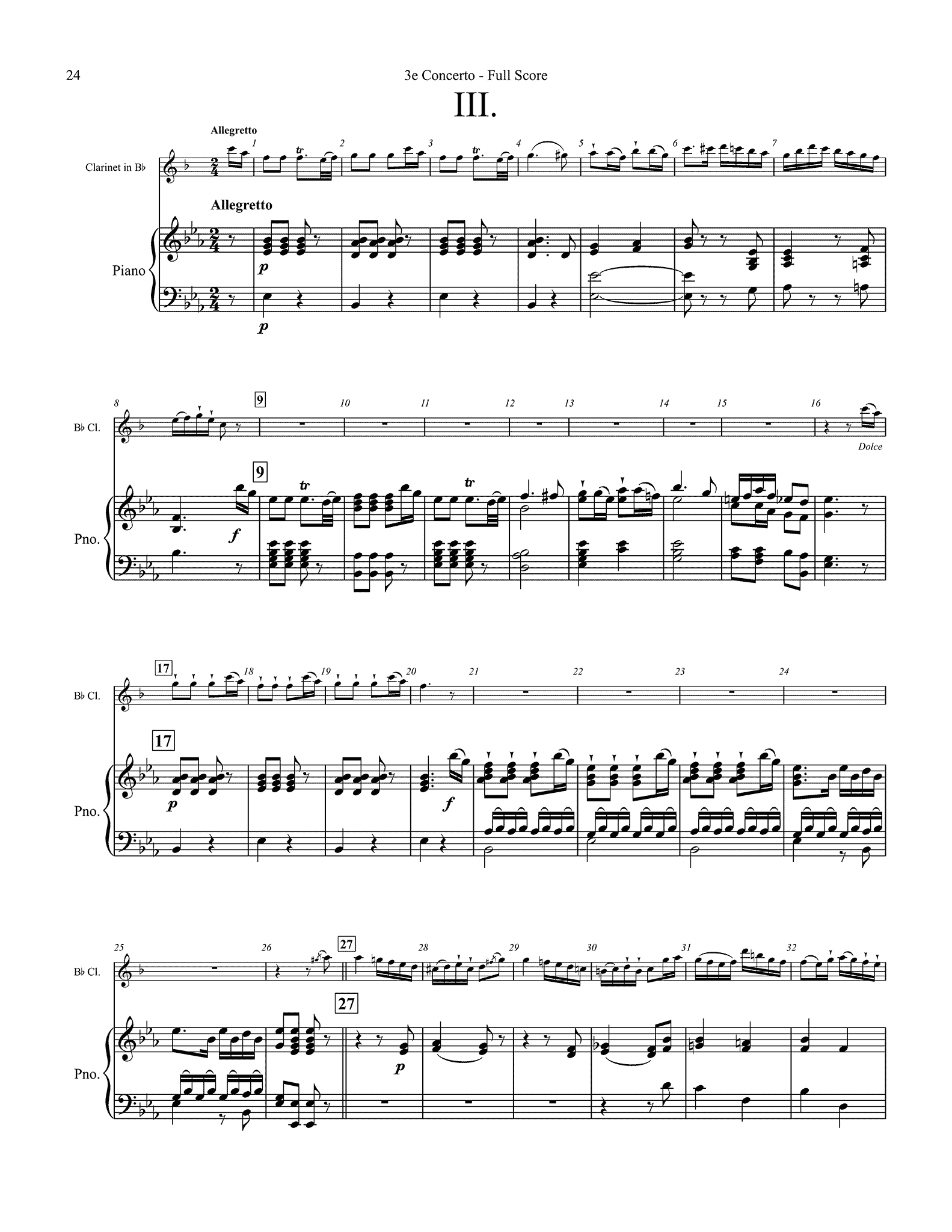 Lefèvre: Clarinet Concerto No. 3, piano reduction (ed. Clark) | CAMco ...