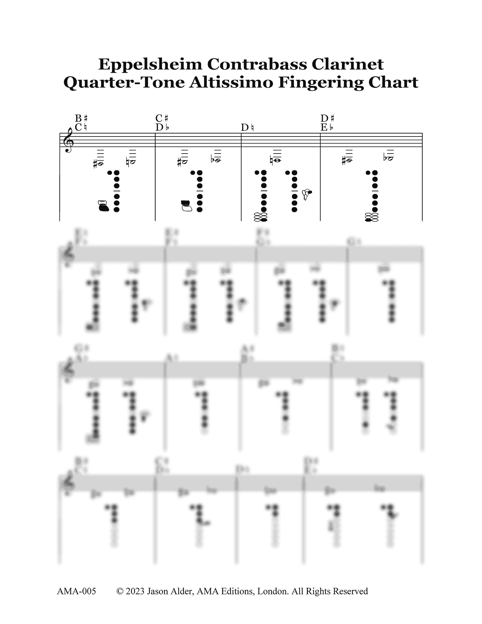 clarinet altissimo finger chart pdf Alder, Jason_Contrabass Clarinet Quarter-Tone & Altissimo Fingering Chart