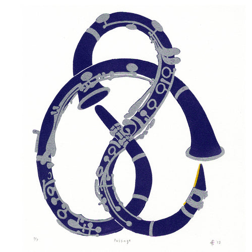 Passage Clarinet Knot Linocut Art Print 