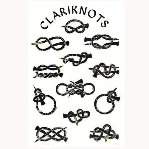 Clariknots Clarinet Knots Linocut Art Print 