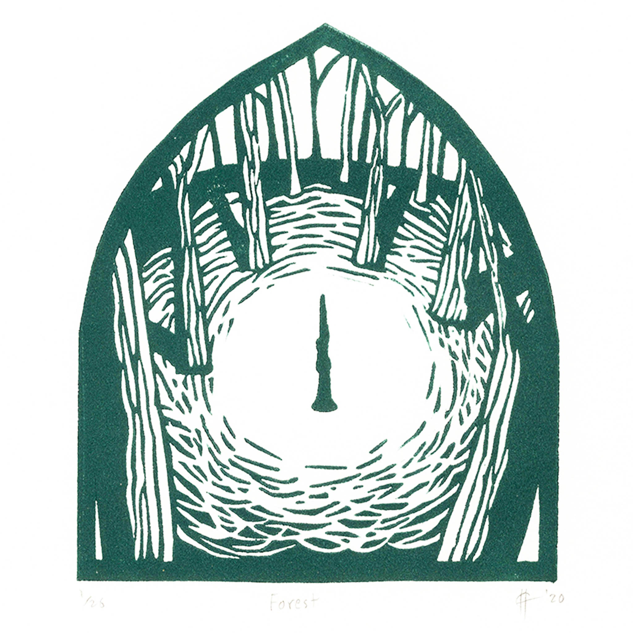 Forest Clarinet Linocut Art Print