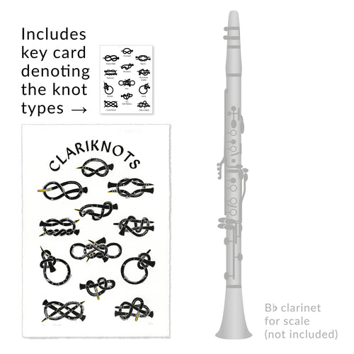Clariknots Clarinet Knots Linocut Art Print size comparison