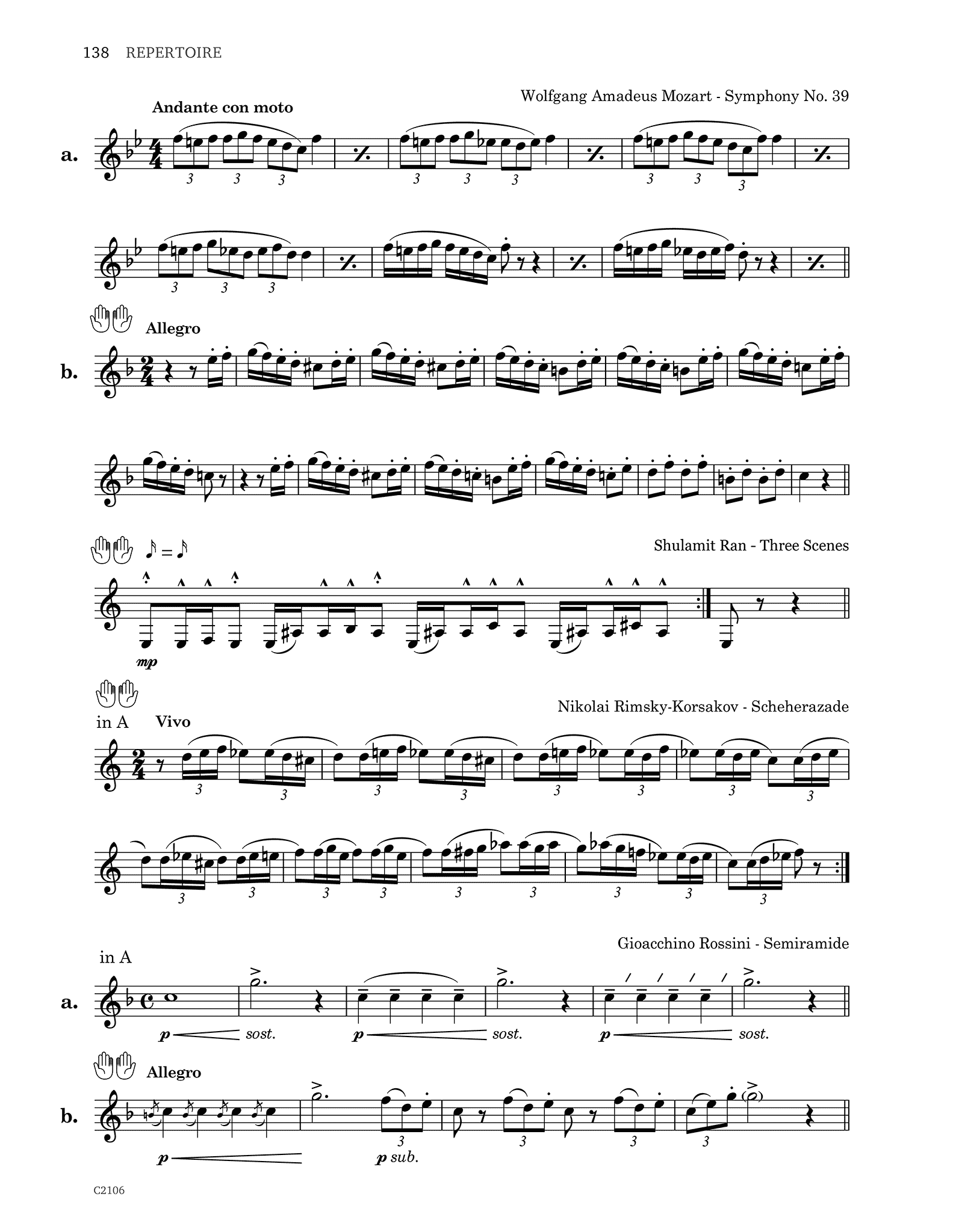 Druhan One Handed Clarinetist’s Workbook page 138 repertoire