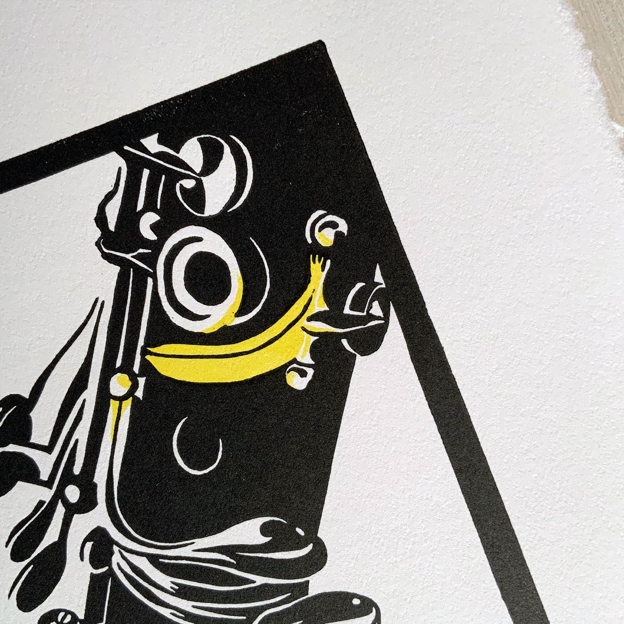 Clarinet Banana Key Linocut Art Print close