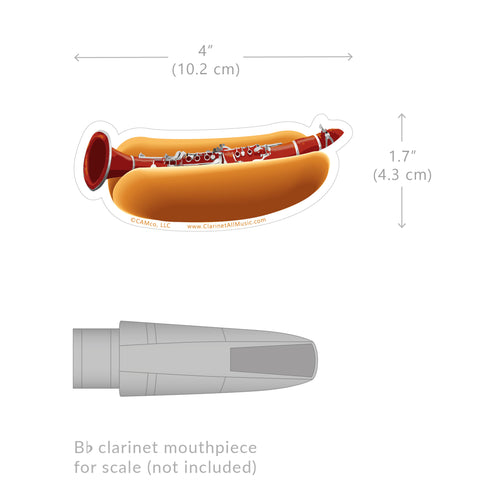 Clarinet Hotdog vinyl sticker size