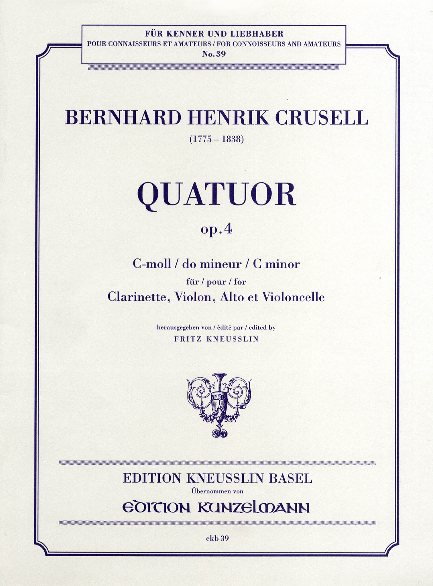 Clarinet Quartet No. 2 in C Minor, Op. 4 Cover