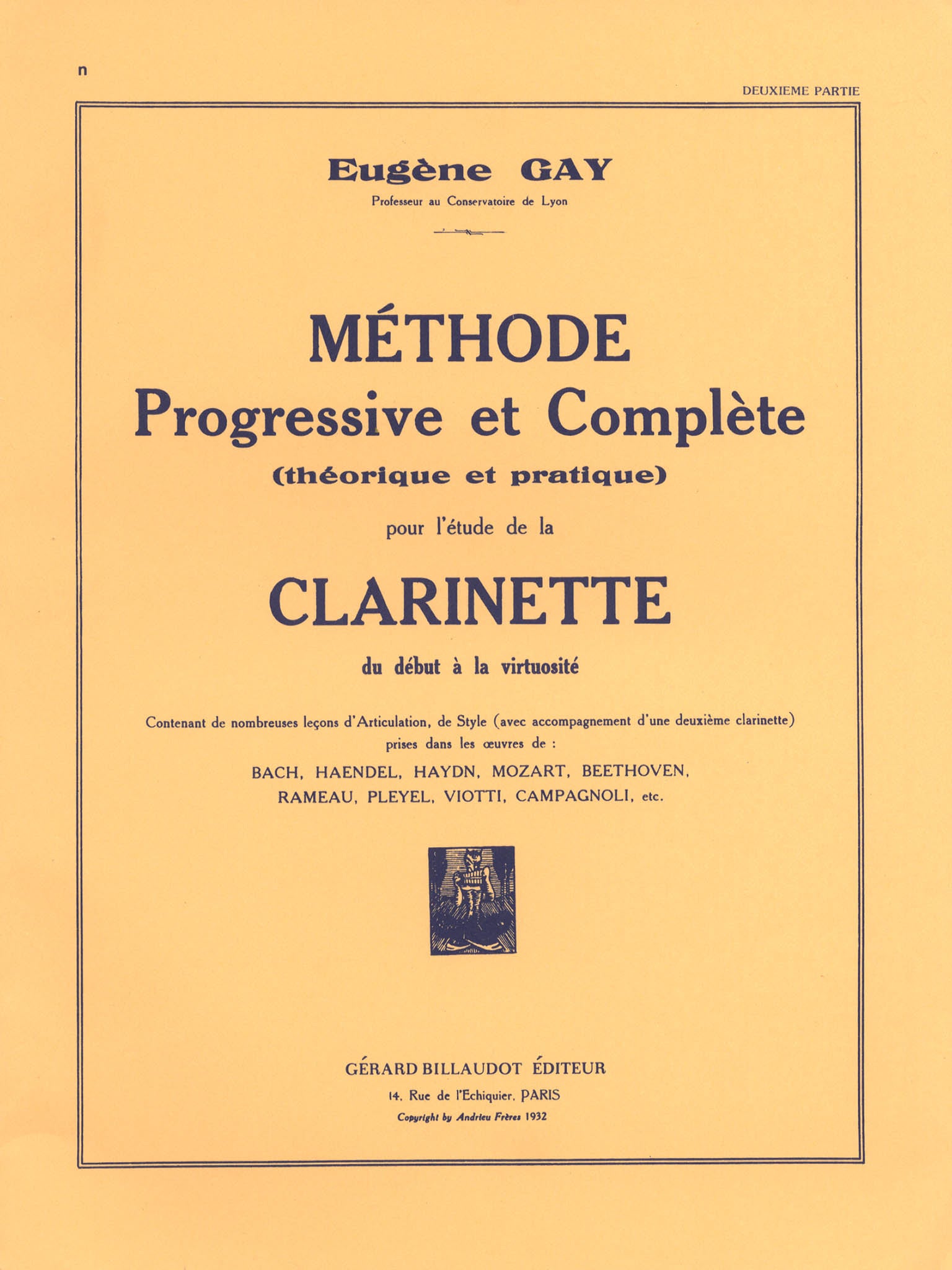 Progressive and Complete Method for the Clarinet, Book 2 Cover