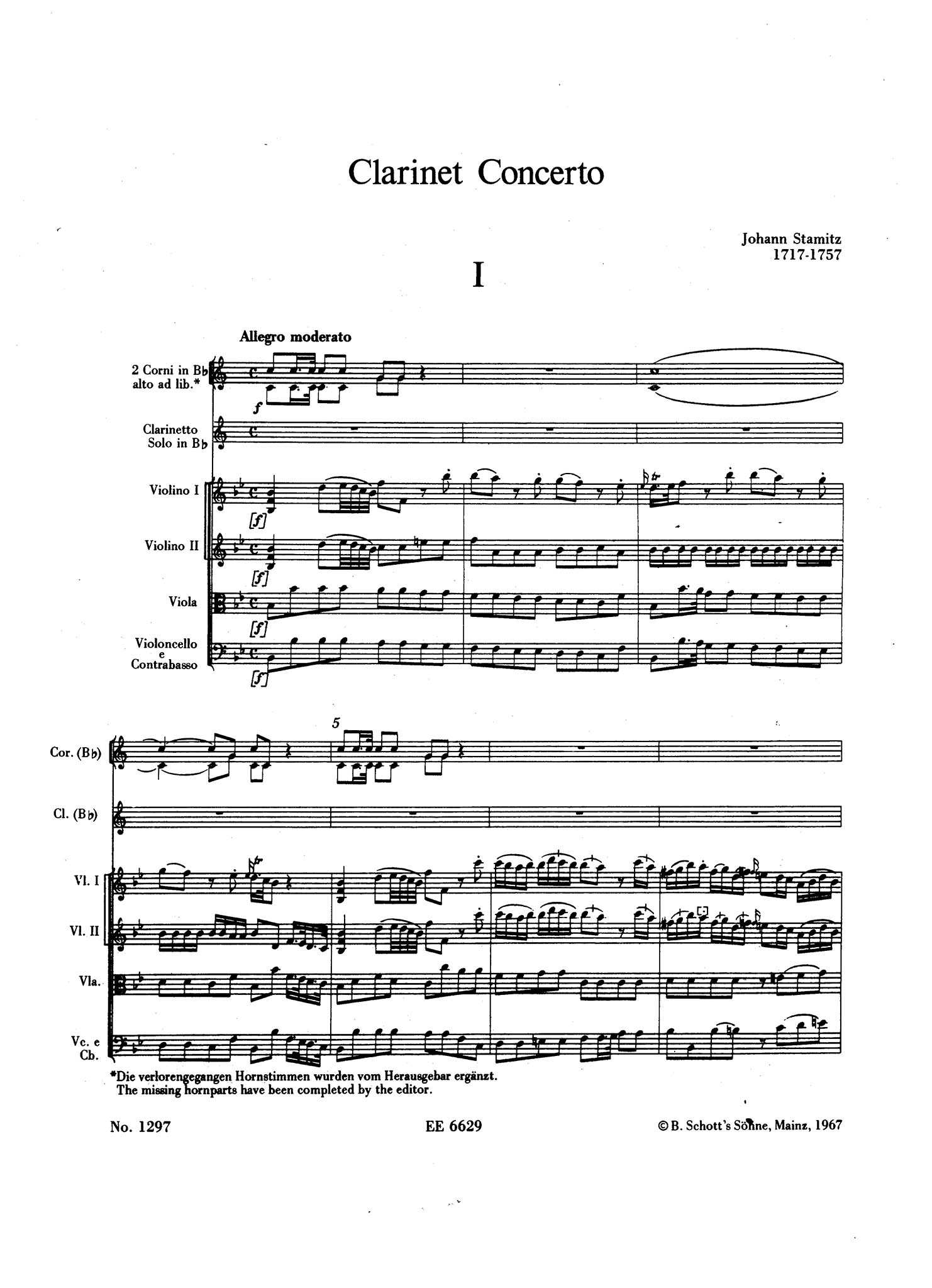 Clarinet Concerto in B-flat Major - Movement 1