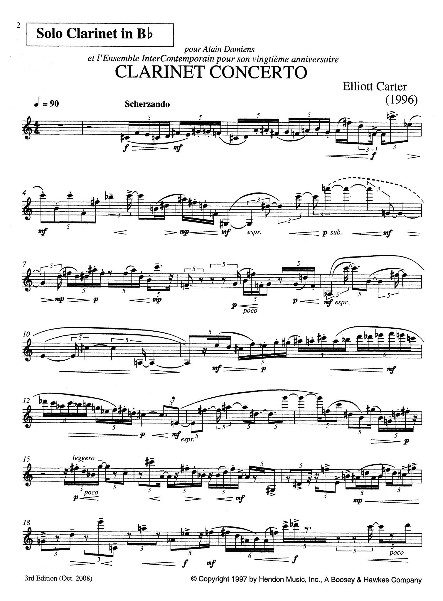 Carter Clarinet Concerto Clarinet part