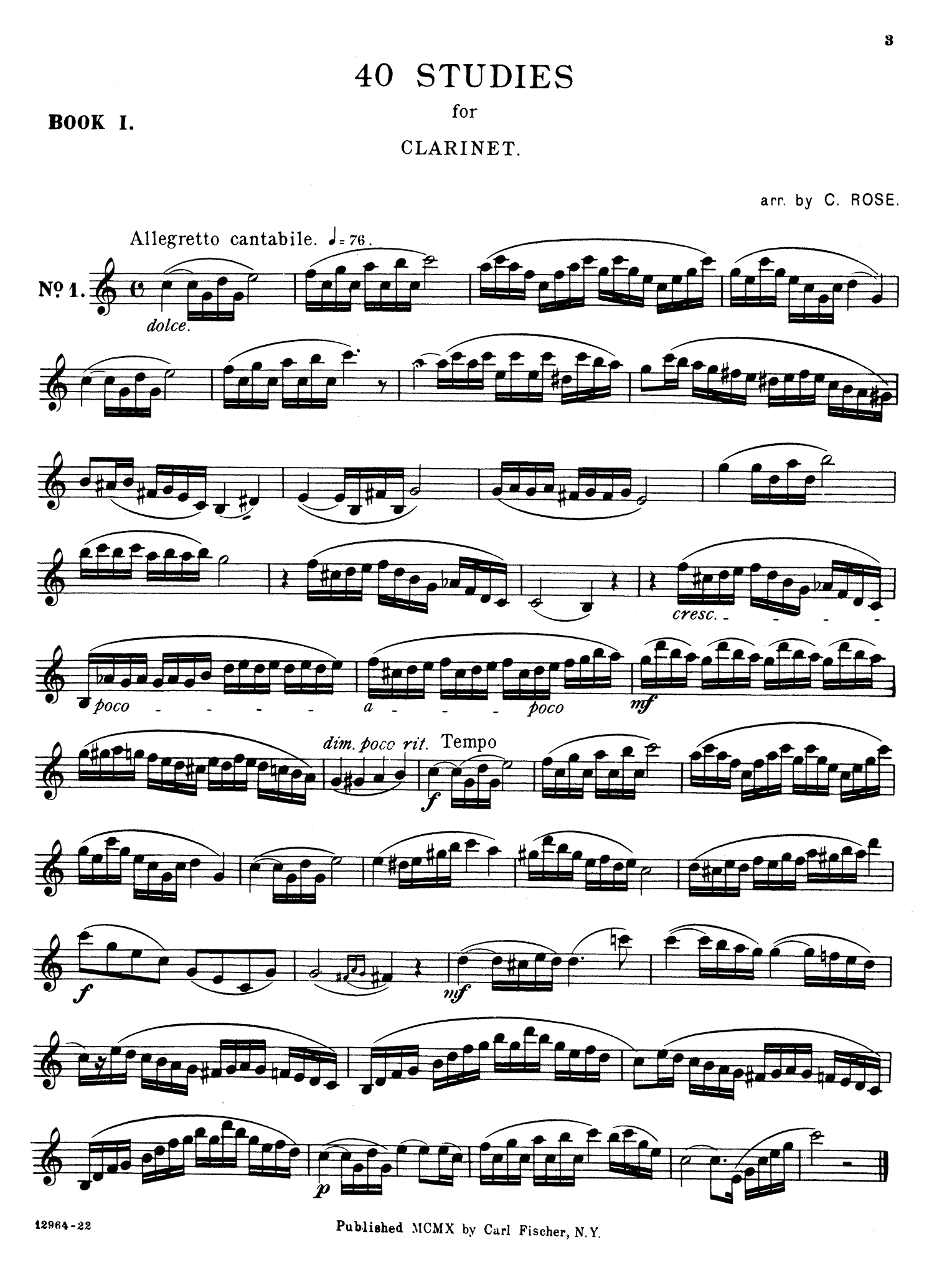 40 Etudes for Clarinet, Book 1 Page 3