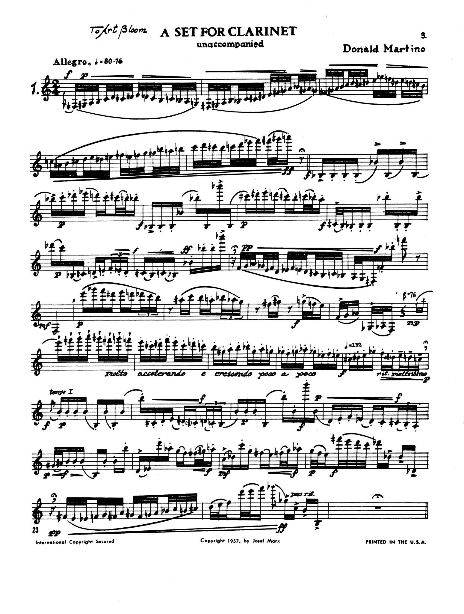 A Set for Clarinet - Movement 1