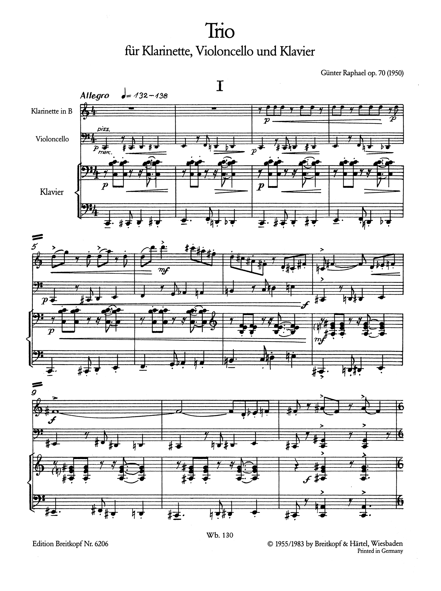 Günter Raphael Trio, Op. 70 - Movement 1
