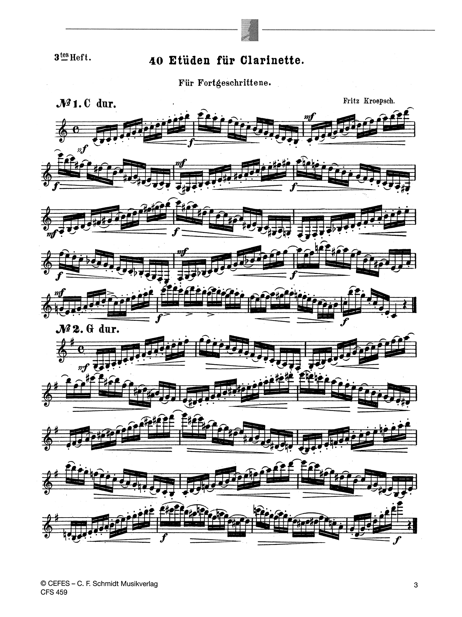 416 Progressive Studies for Clarinet, Book 3: 40 Exercises Page 3