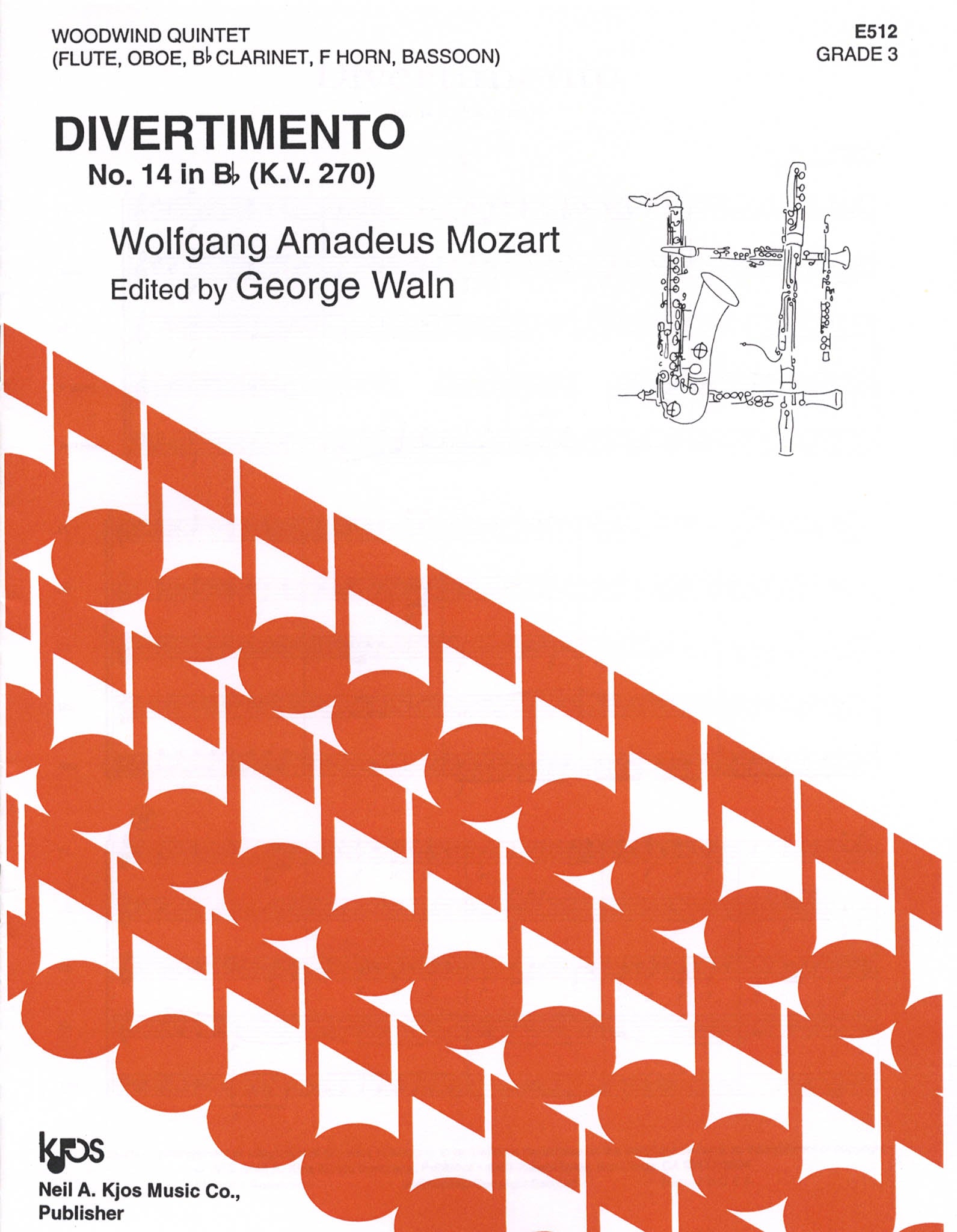 Mozart Divertimento No. 14, K. 270 wind quintet arrangement cover