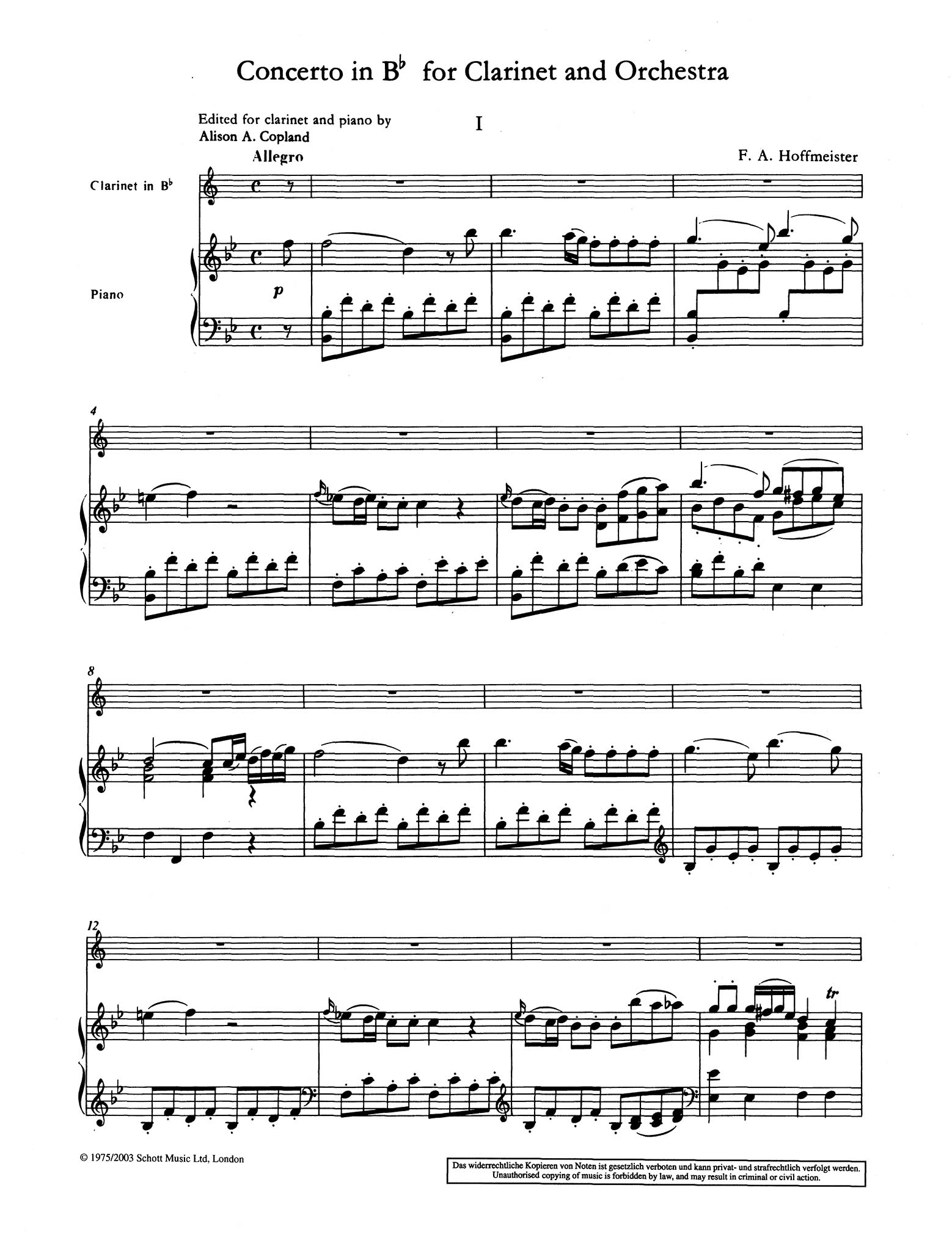 Clarinet Concerto in B-flat Major - Movement 1