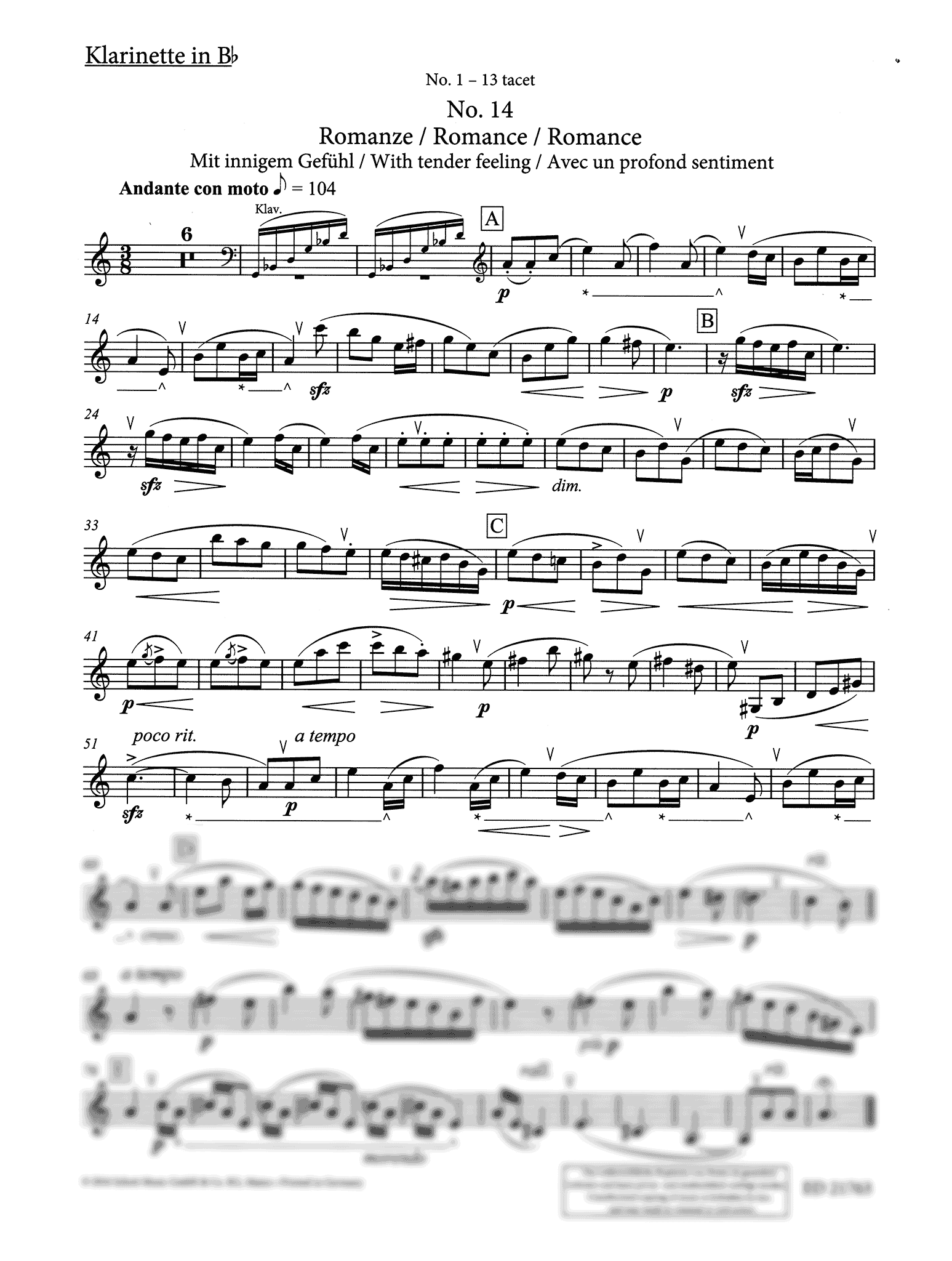 Baermann Clarinet Method Tune Book 1 Clarinet part